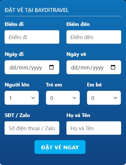 Form đặt vé máy bay Form đặt vé máy bay